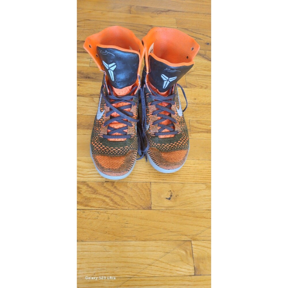 Nike Kobe 9 Elite High Top Orange Black Multicolor Knit Basketball Sneakers